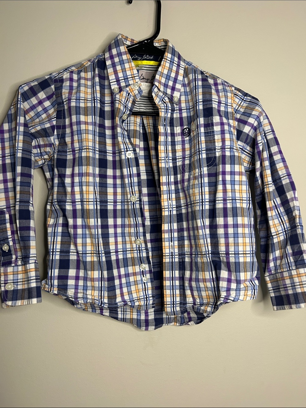 Wrangler Plaid Button-Down Kids Shirt in Blue, Purple & Yellow